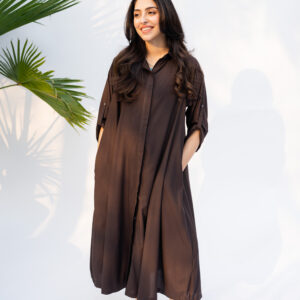 Brown button-down dress