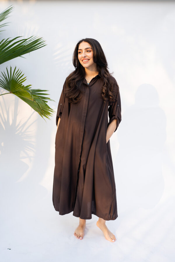 Brown button-down dress