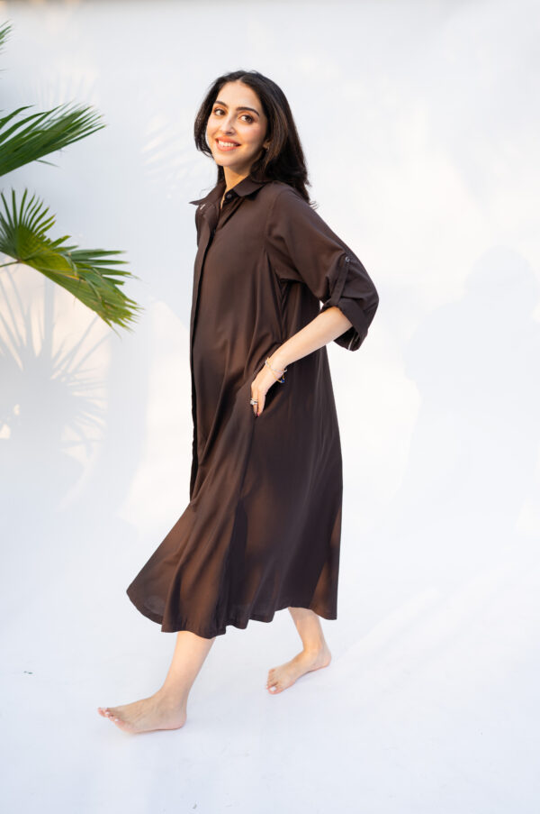 Brown button-down dress - Image 2