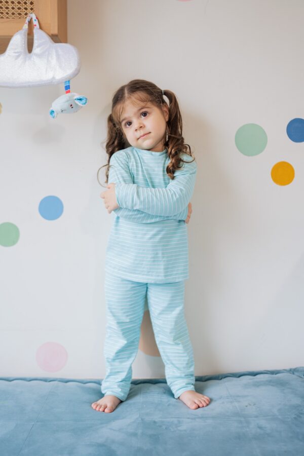 Sea Foam Green Stripes Nightsuit